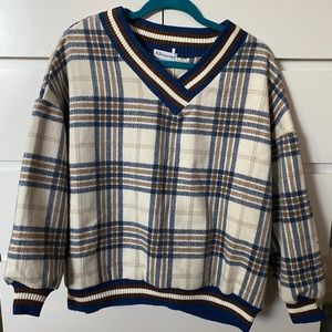 V-neck Plaid Sweater